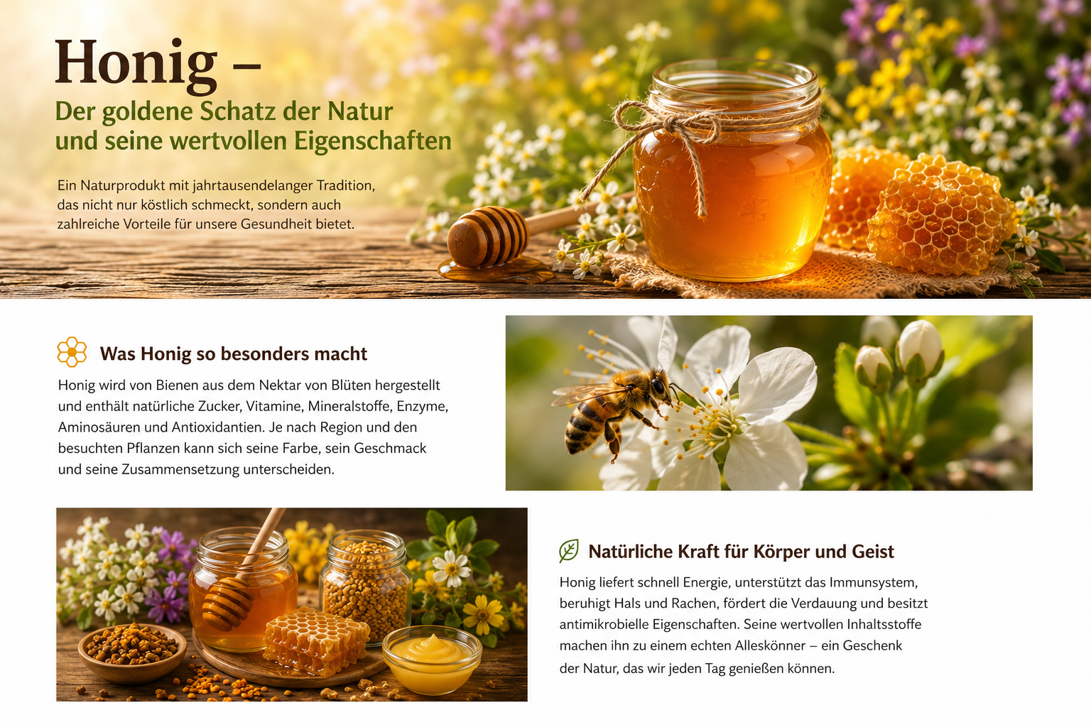 Honig – Der goldene Schatz der Natur und seine wertvollen Eigenschaften