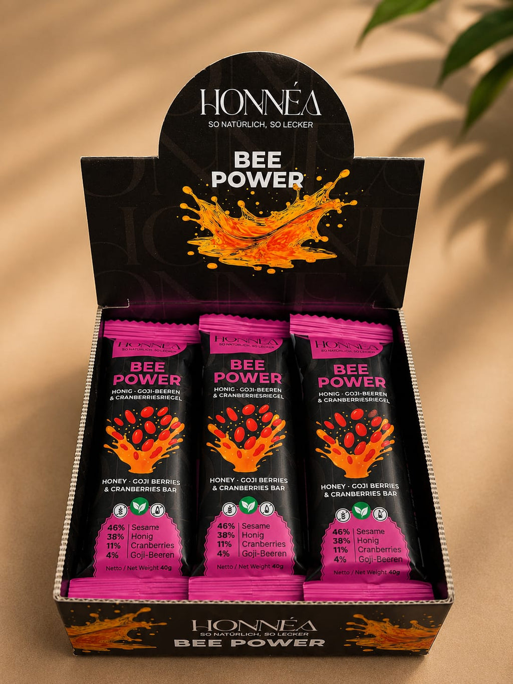 BEE POWER - Honigriegel – mit Goji-Beeren- und Cranberriesriegel